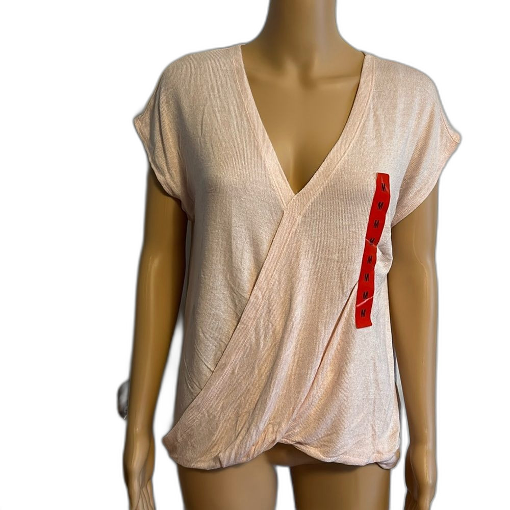 New RACHEL Rachel Roy V-Neck High Low Wrap Top size Medium Heather Blush D42